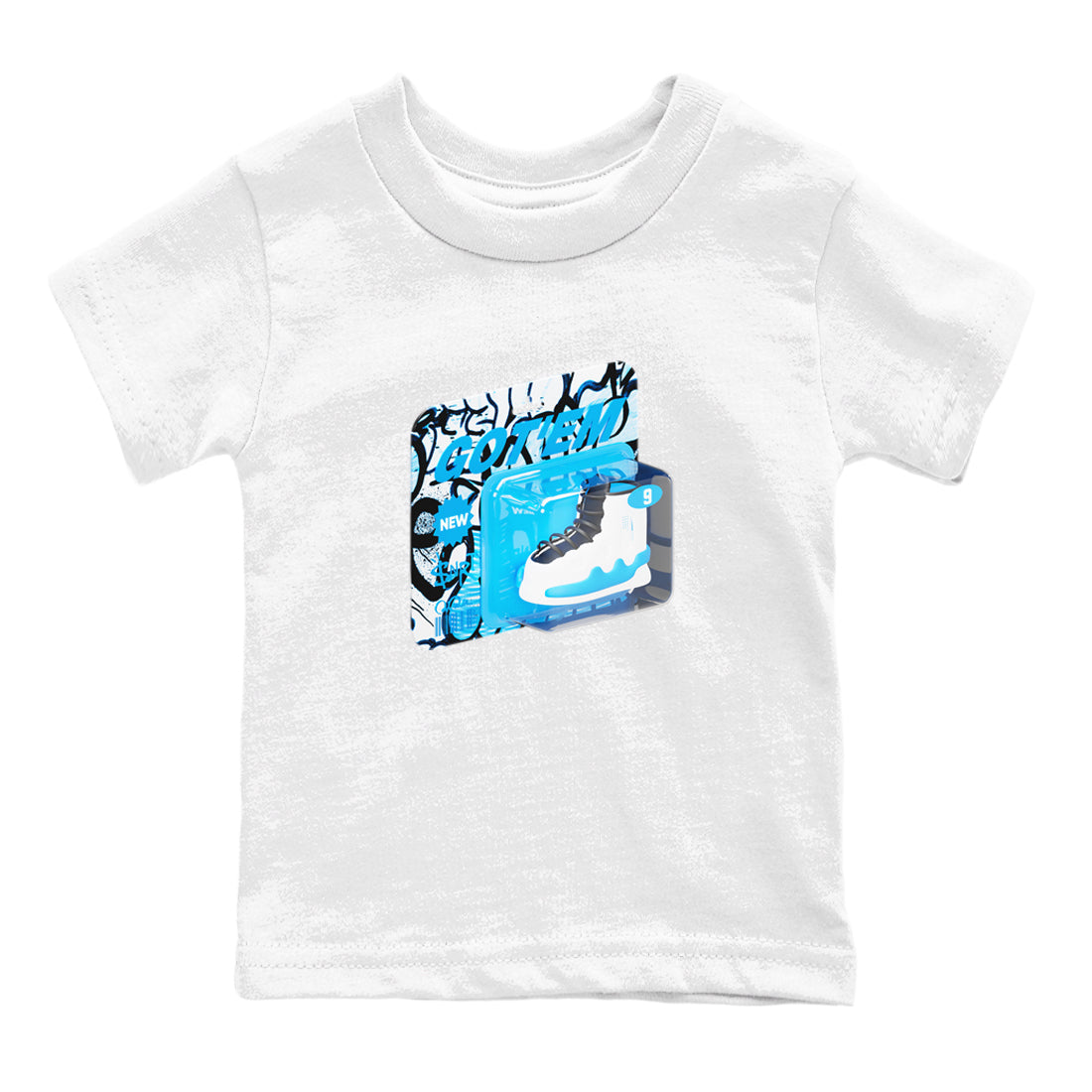 Vintage Toy Packaging snkmatch Tees Kids - Air Jordan 9 Powder Blue