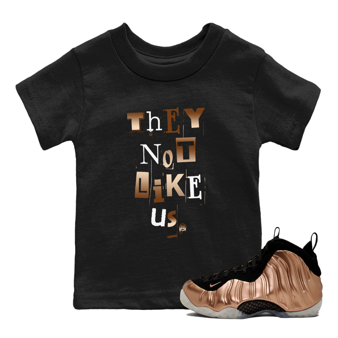 Vintage They Not Like Us snkmatch Tees Kids - Air Foamposite One Metallic Copper