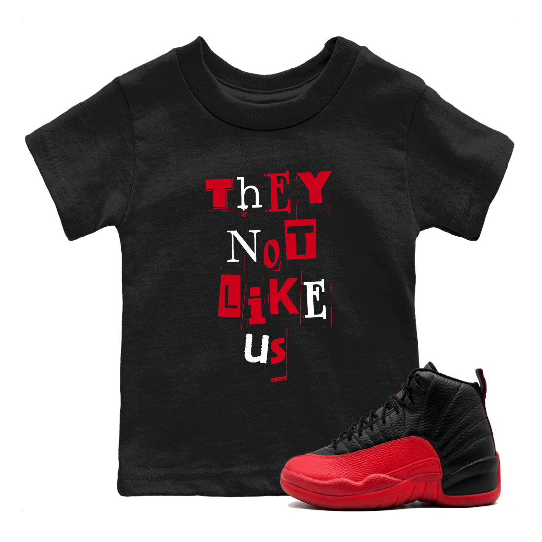 Vintage They Not Like Us snkmatch Tees Kids - Air Jordan 12 Flu Game