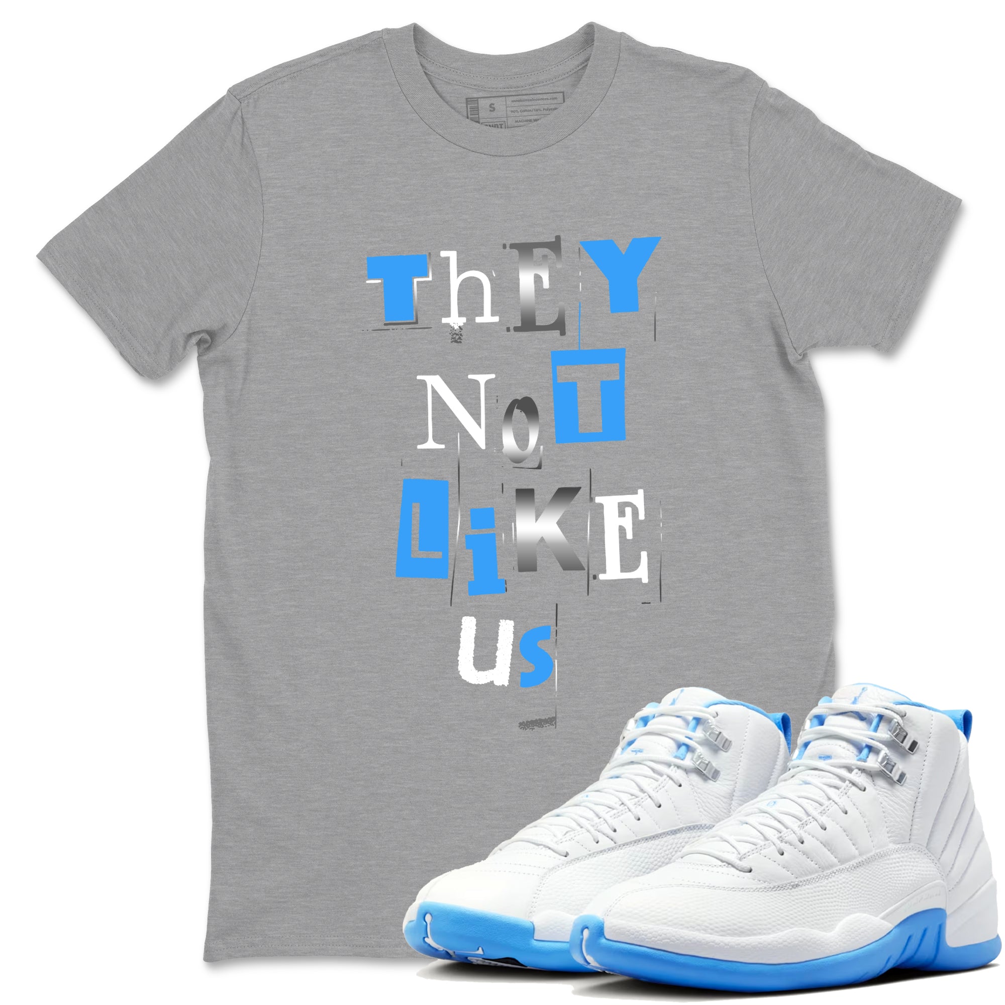 Vintage They Not Like Us snkmatch Tees - Air Jordan 12 White and University Blue