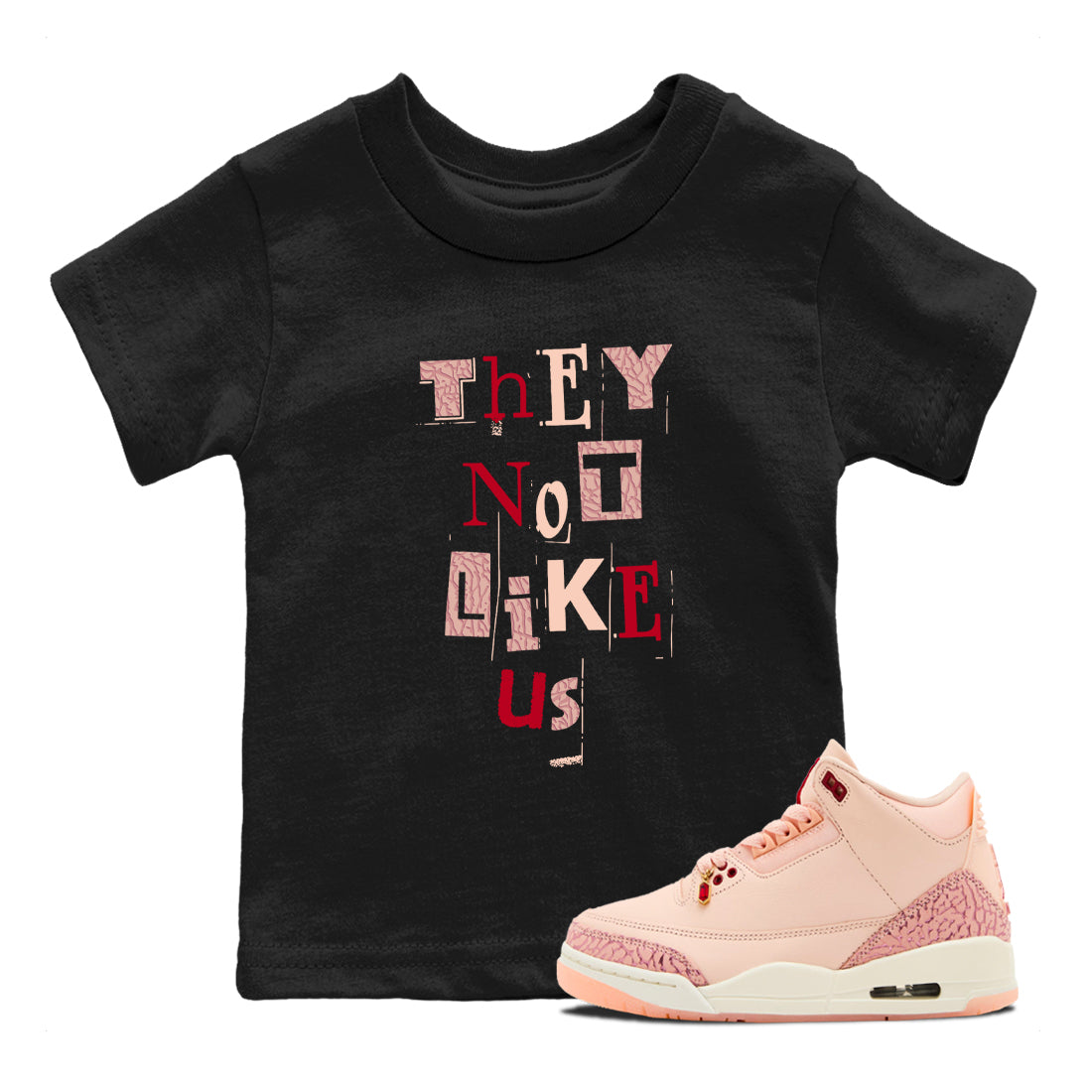 Vintage They Not Like Us snkmatch Tees Kids - Air Jordan 3 Valentines Day
