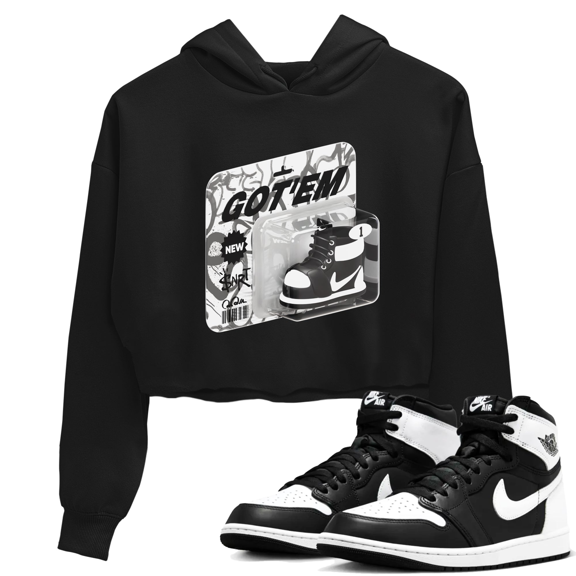 Vintage Toy Packaging snkmatch Women's Top - Air Jordan 1 Black White