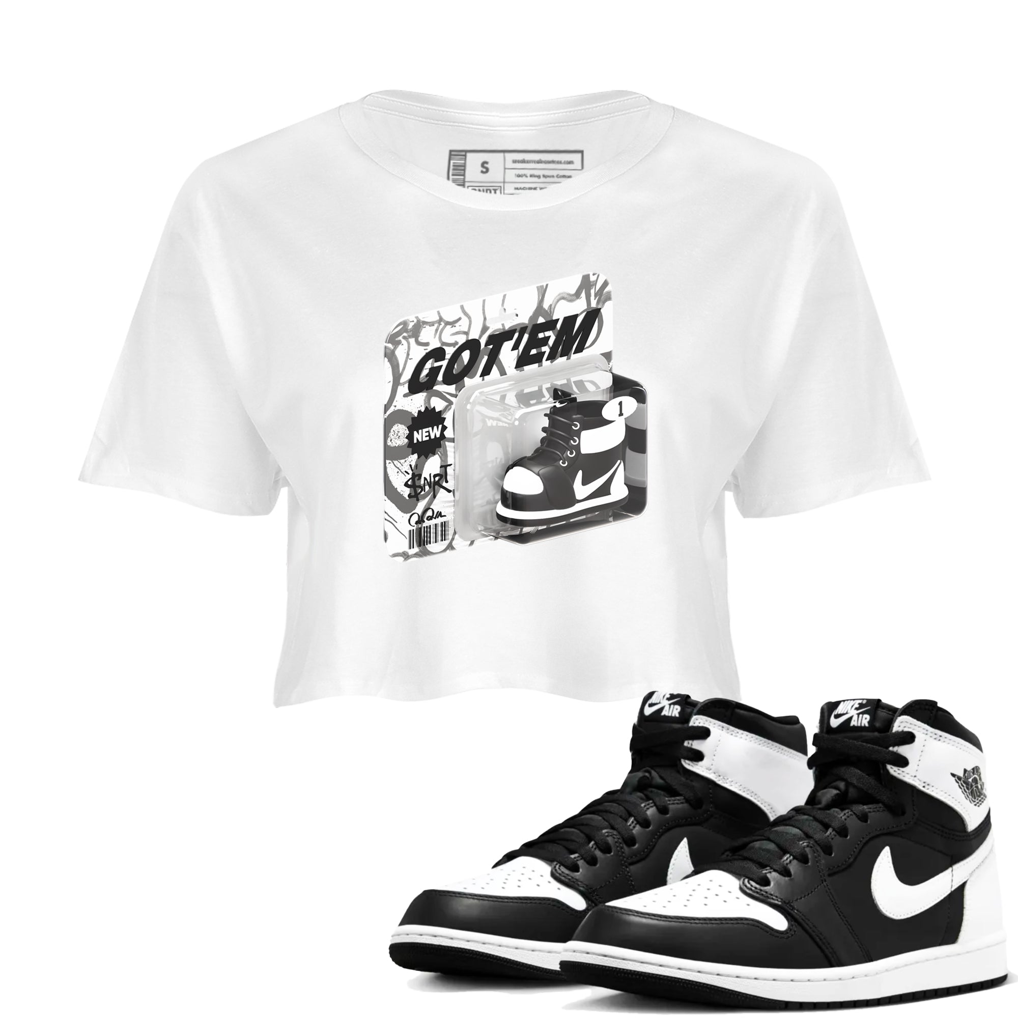 Vintage Toy Packaging snkmatch Women's Top - Air Jordan 1 Black White