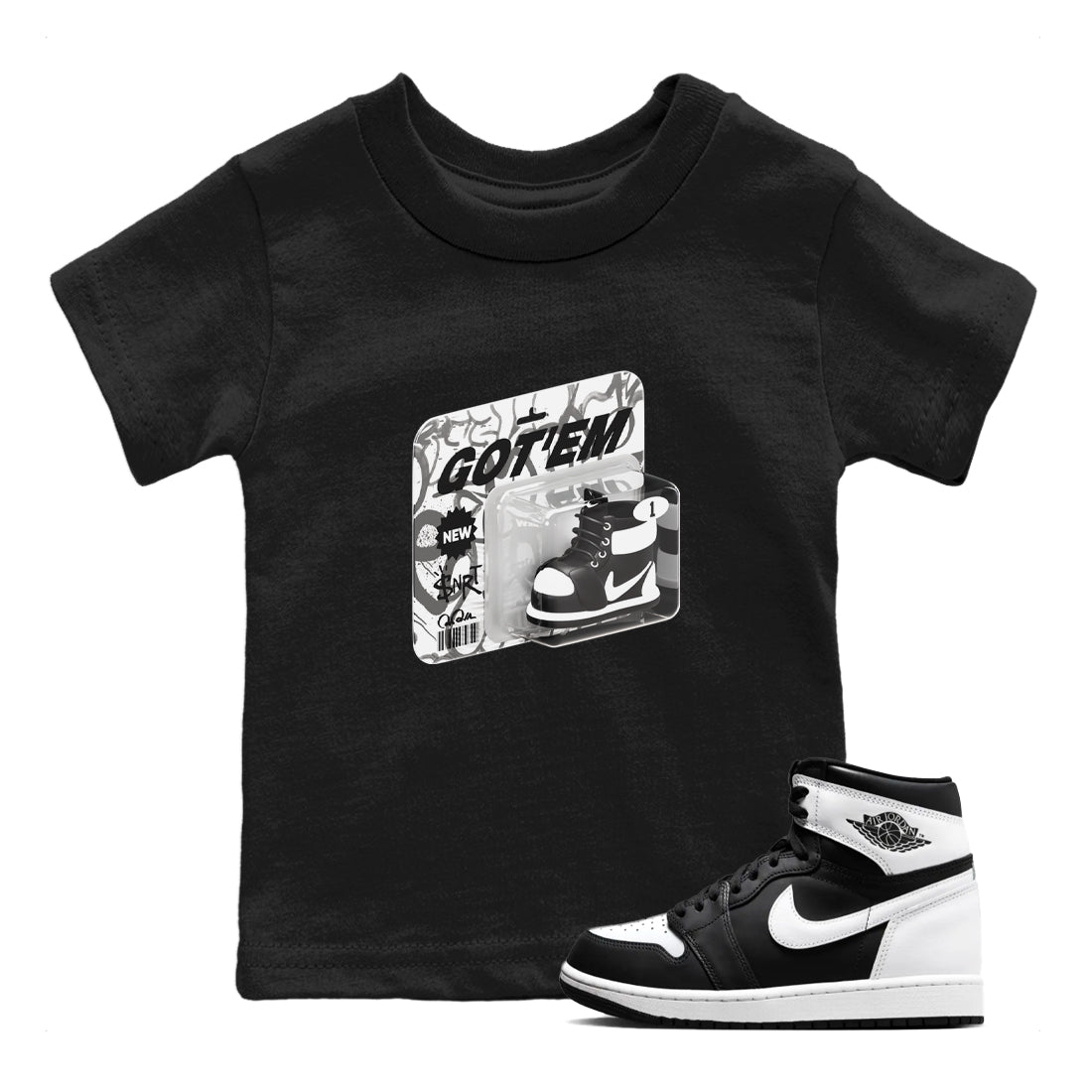 Vintage Toy Packaging snkmatch Tees Kids - Air Jordan 1 Black White