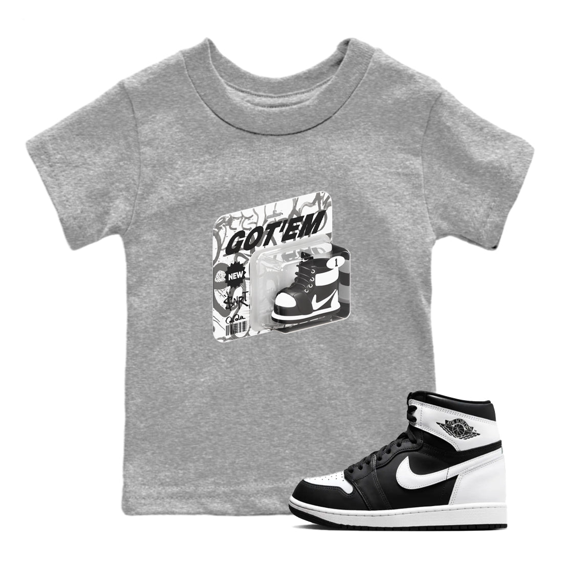 Vintage Toy Packaging snkmatch Tees Kids - Air Jordan 1 Black White