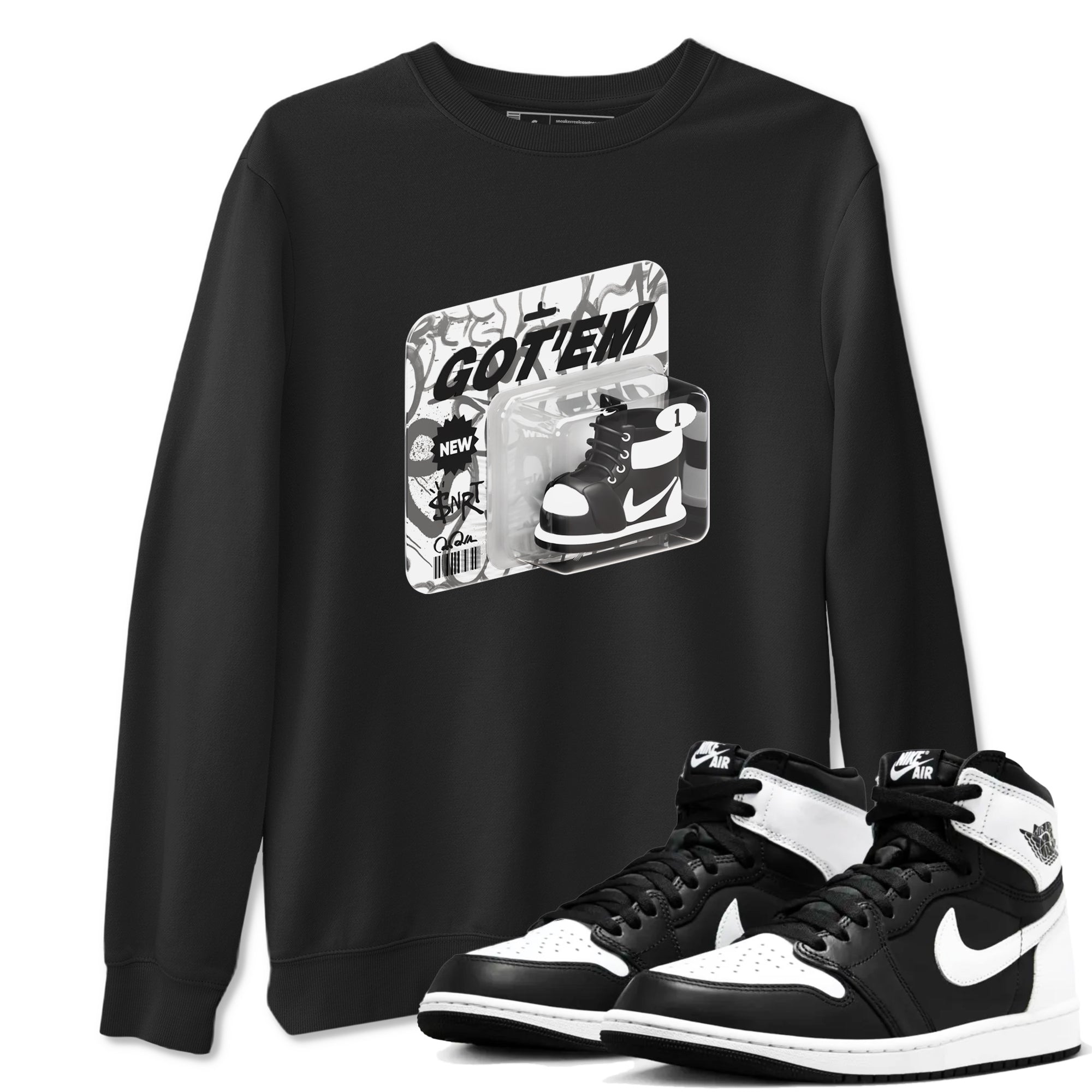 Vintage Toy Packaging snkmatch Tees - Air Jordan 1 Black White