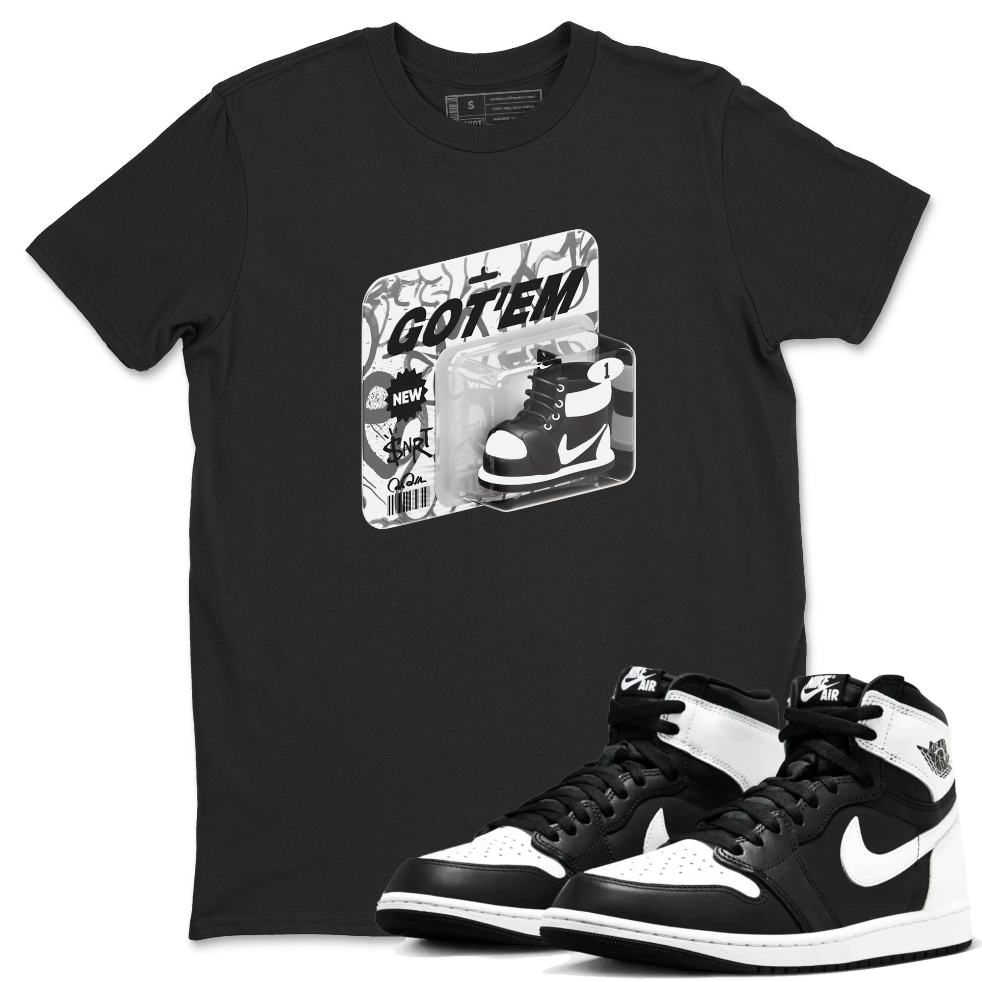Vintage Toy Packaging snkmatch Tees - Air Jordan 1 Black White