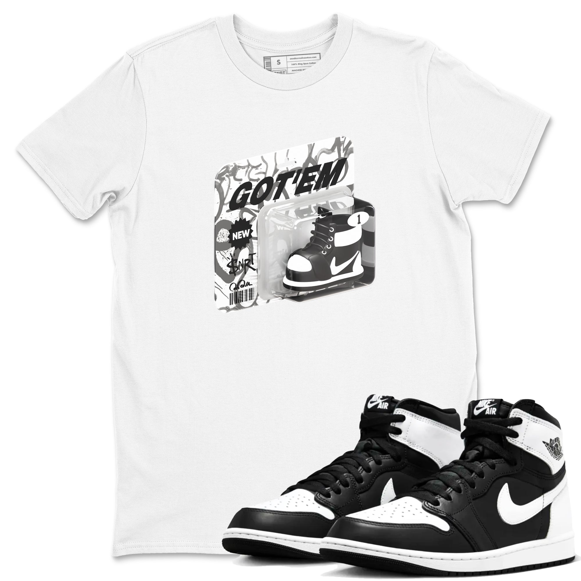 Vintage Toy Packaging snkmatch Tees - Air Jordan 1 Black White