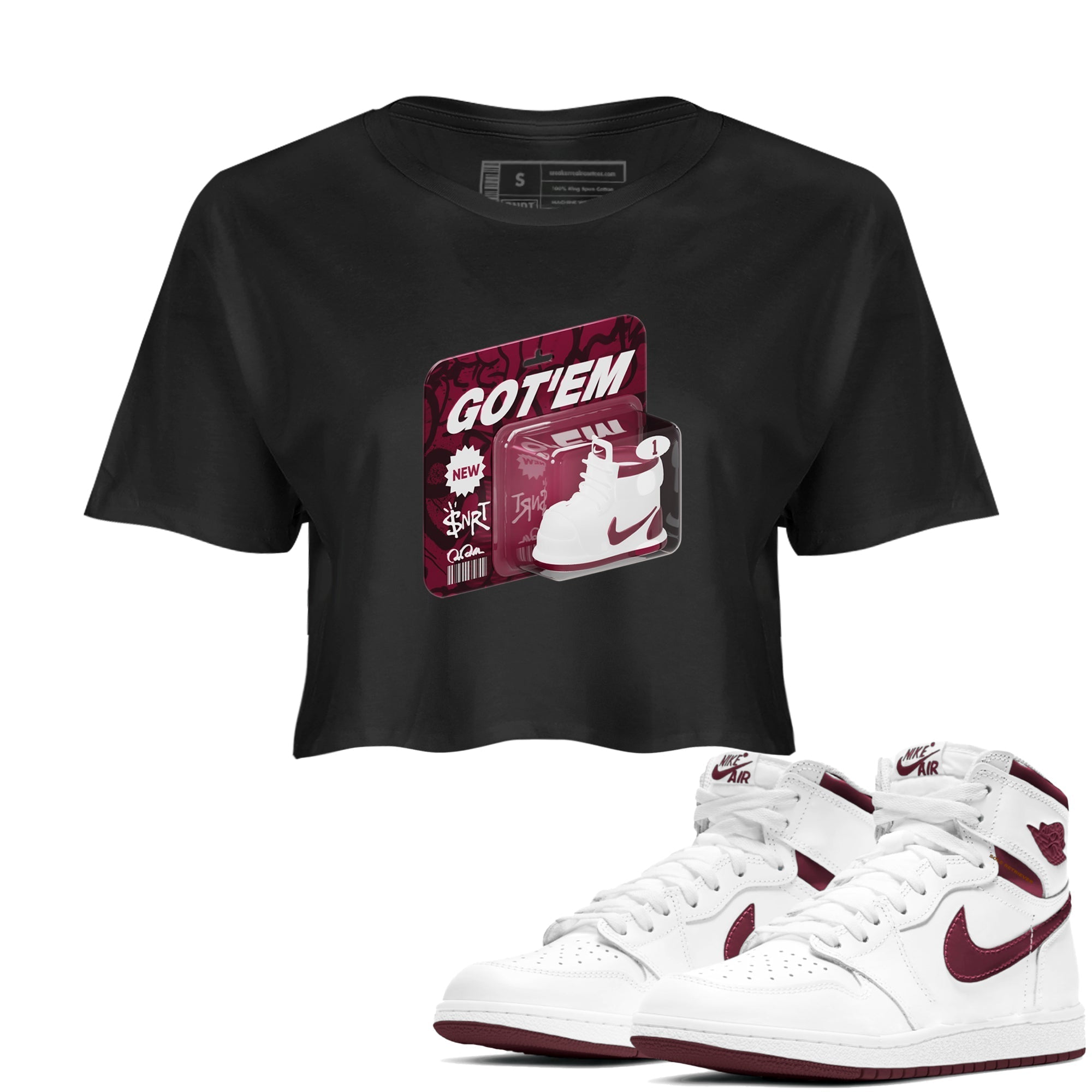 Vintage Toy Packaging snkmatch Women's Top - Air Jordan 1 Metallic Burgundy