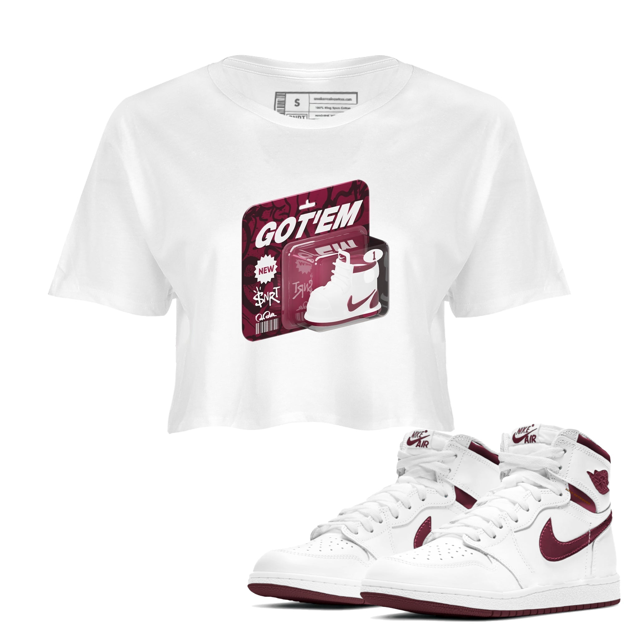 Vintage Toy Packaging snkmatch Women's Top - Air Jordan 1 Metallic Burgundy