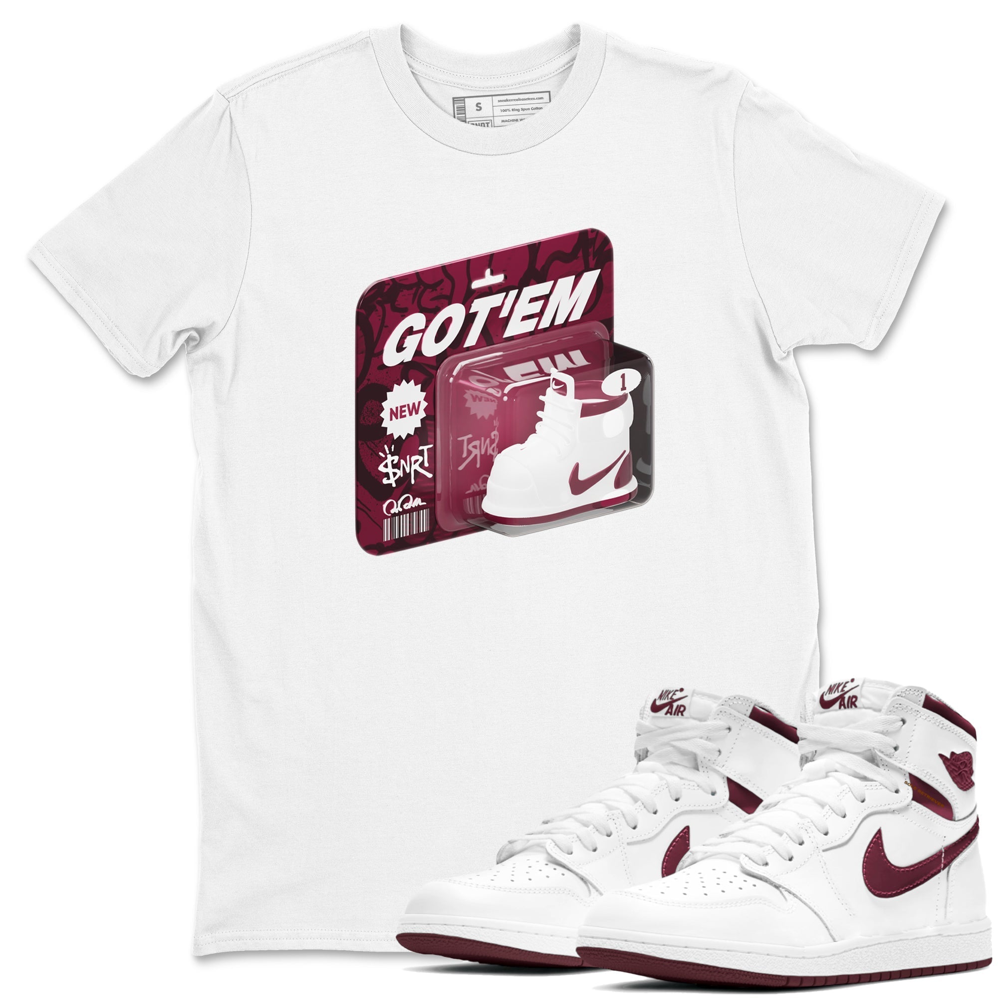 Vintage Toy Packaging snkmatch Tee - Air Jordan 1 Metallic Burgundy