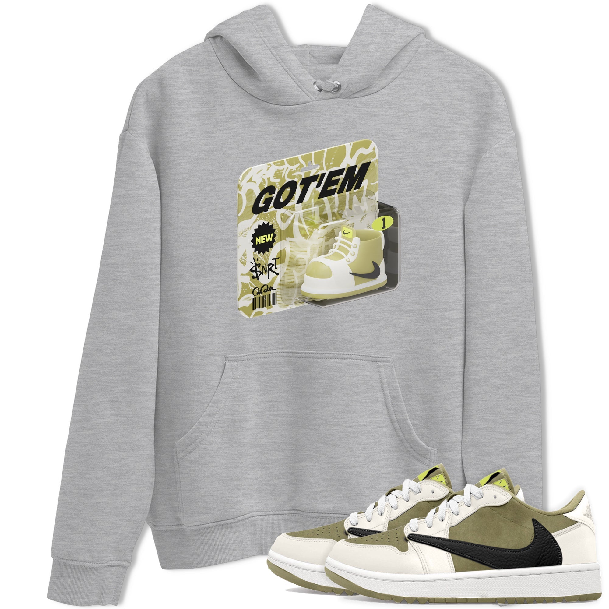 Vintage Toy Packaging snkmatch Tee - Air Jordan 1 Travis Scott Golf Olive