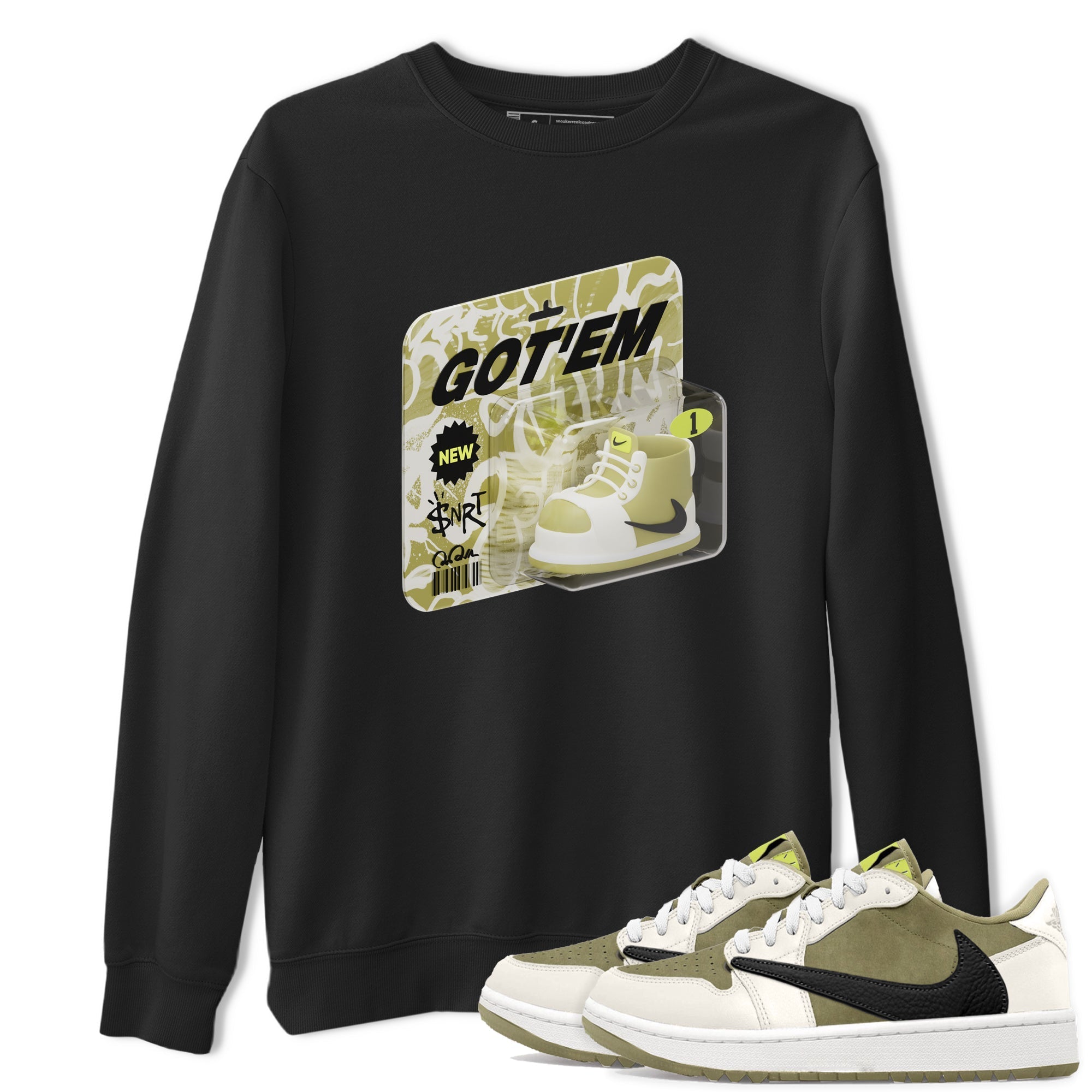Vintage Toy Packaging snkmatch Tee - Air Jordan 1 Travis Scott Golf Olive