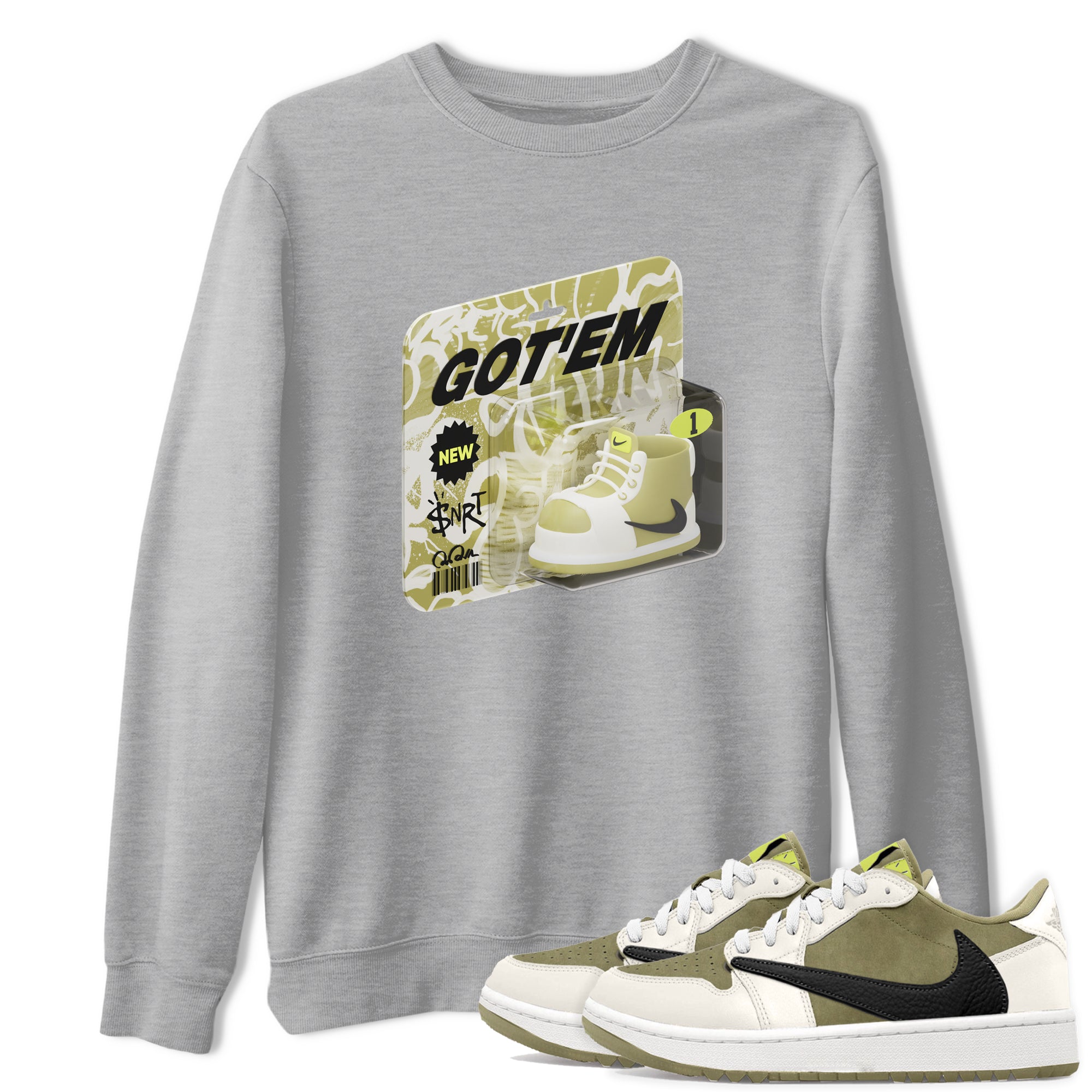 Vintage Toy Packaging snkmatch Tee - Air Jordan 1 Travis Scott Golf Olive