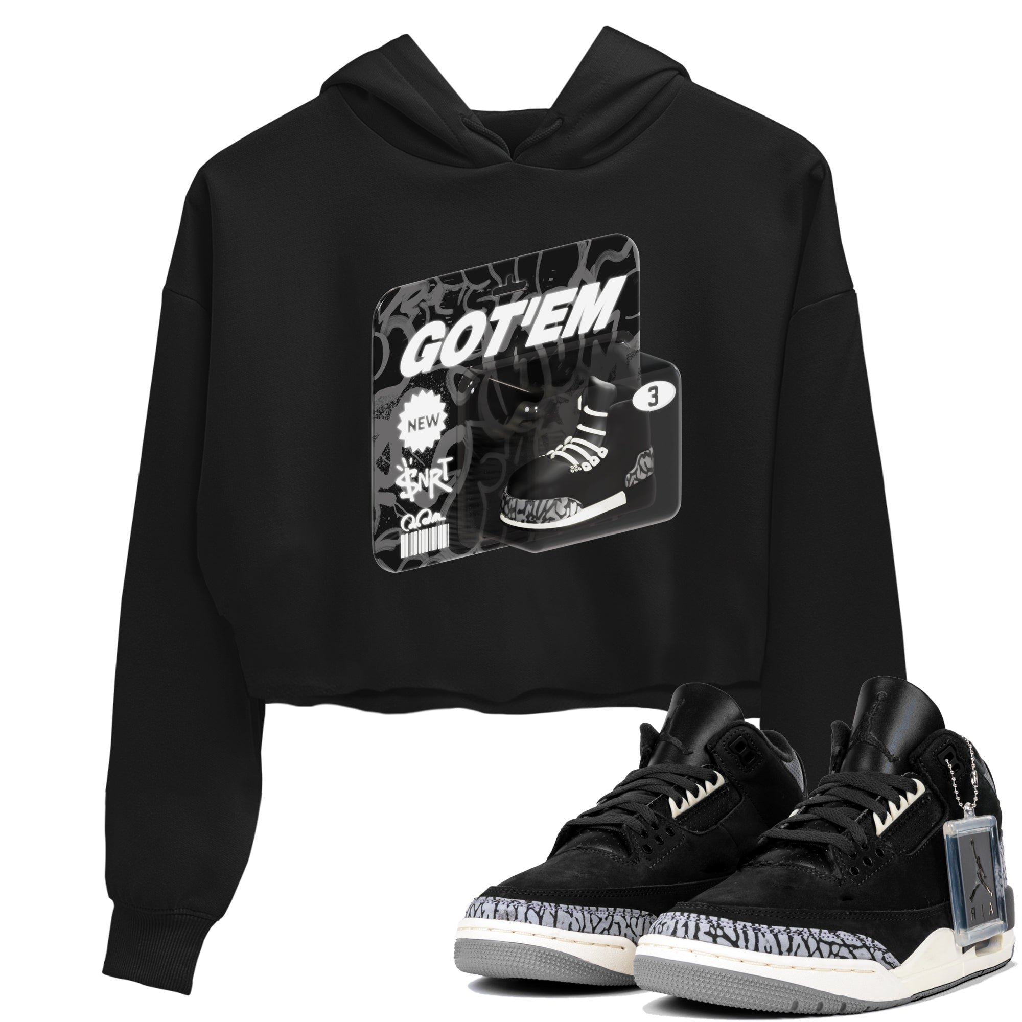 Vintage Toy Packaging snkmatch Women's Top - Air Jordan 3 Off Noir