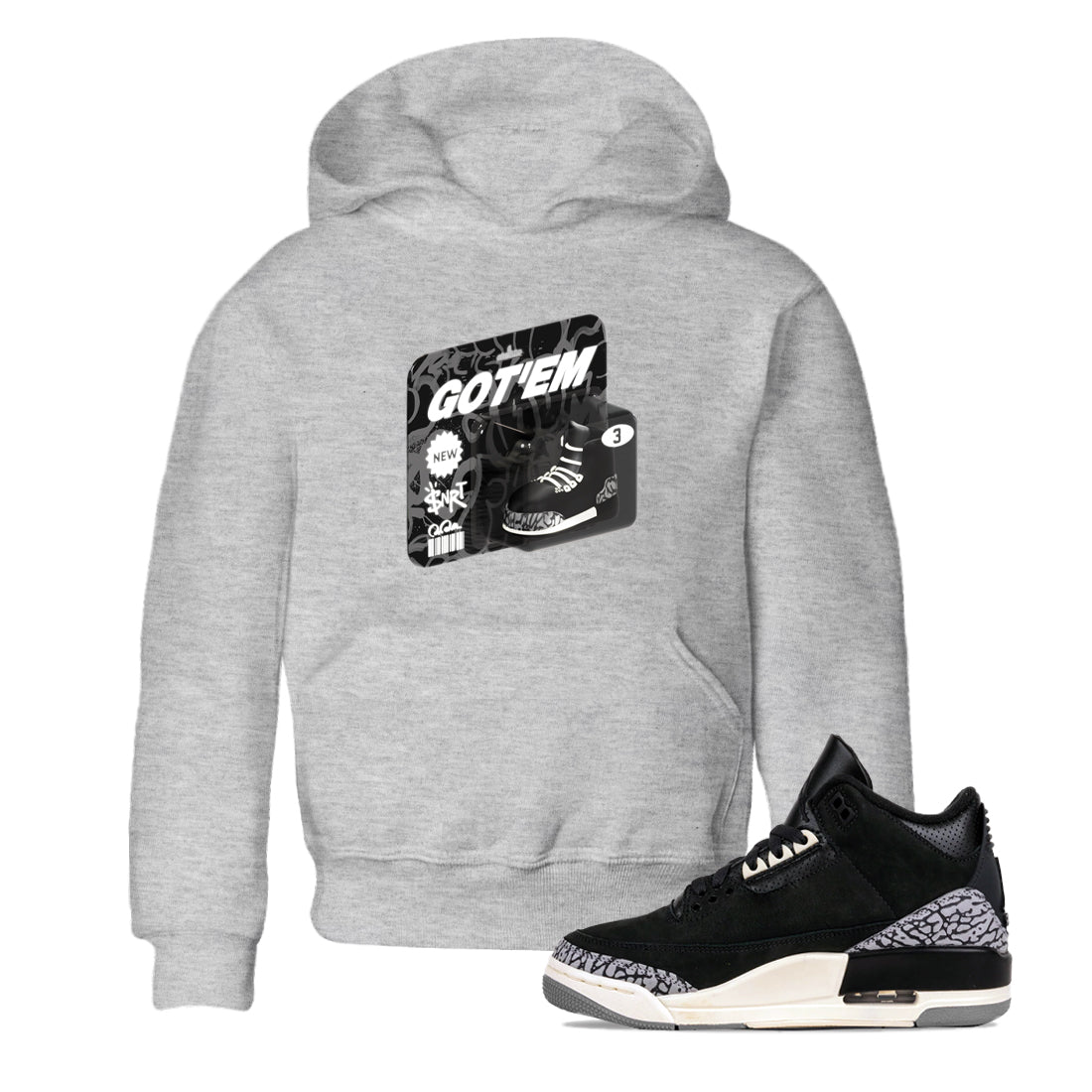 Vintage Toy Packaging snkmatch Tee Kids - Air Jordan 3 Off Noir