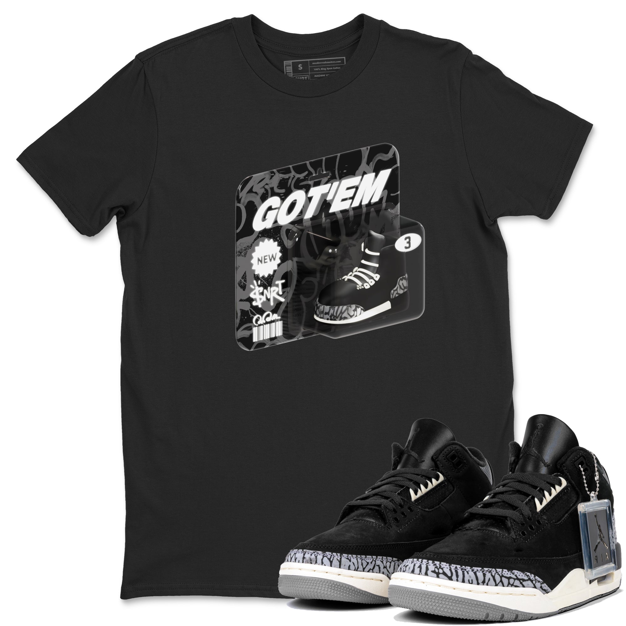 Vintage Toy Packaging snkmatch Tee - Air Jordan 3 Off Noir