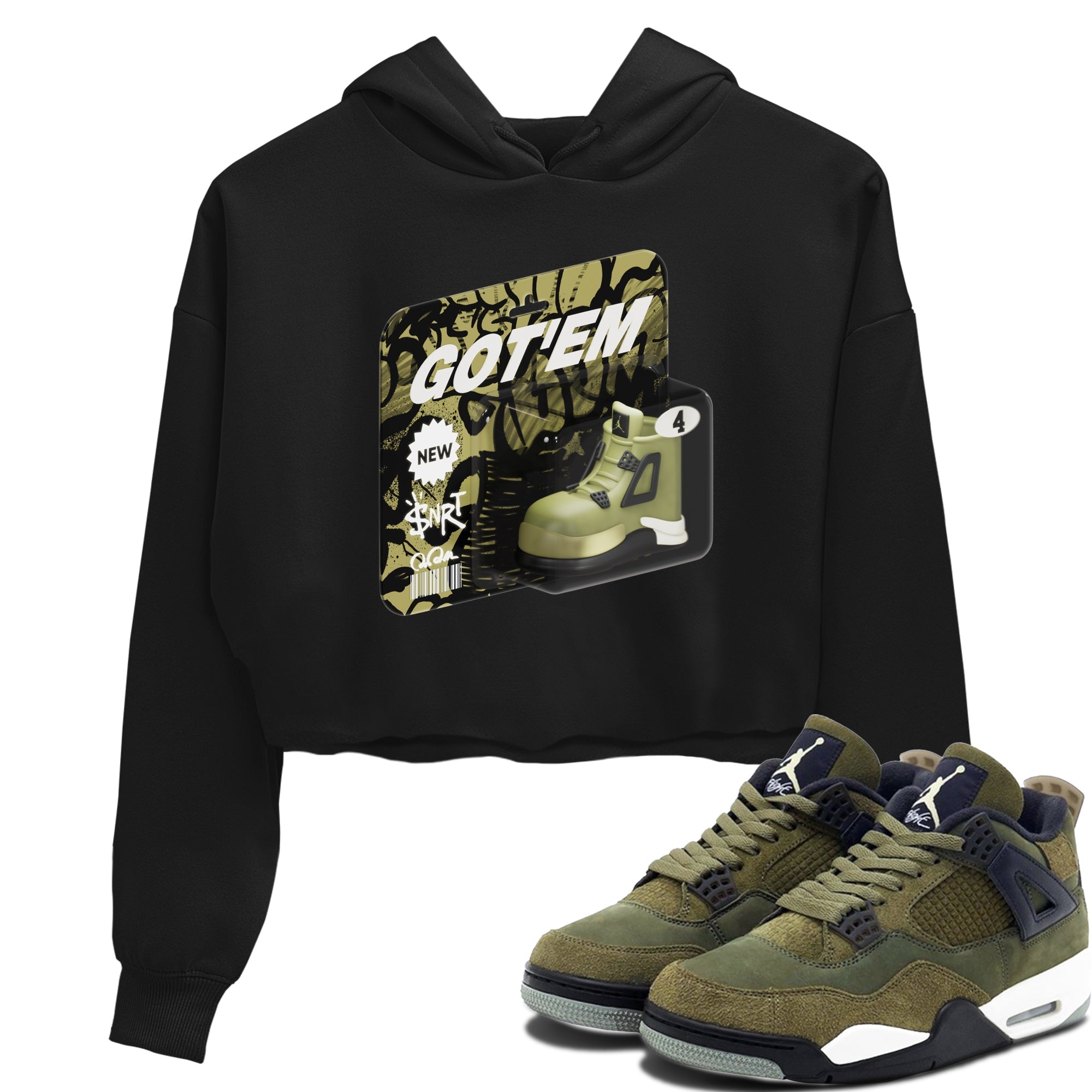 Vintage Toy Packaging snkmatch Women's Top - Air Jordan 4 Medium Olive