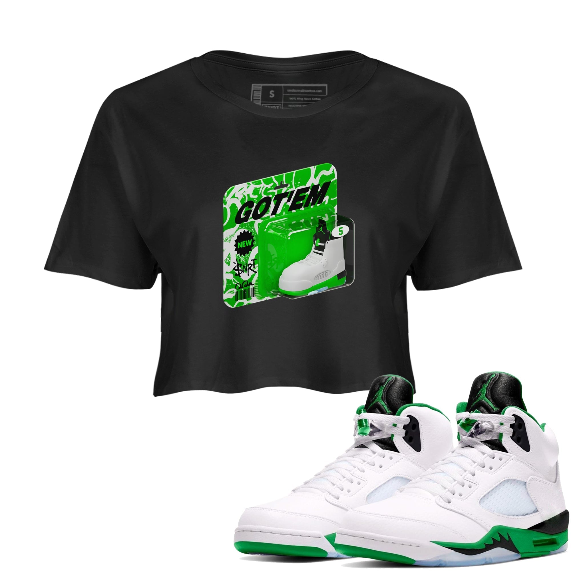 Vintage Toy Packaging snkmatch Women's Top - Air Jordan 5 Lucky Green