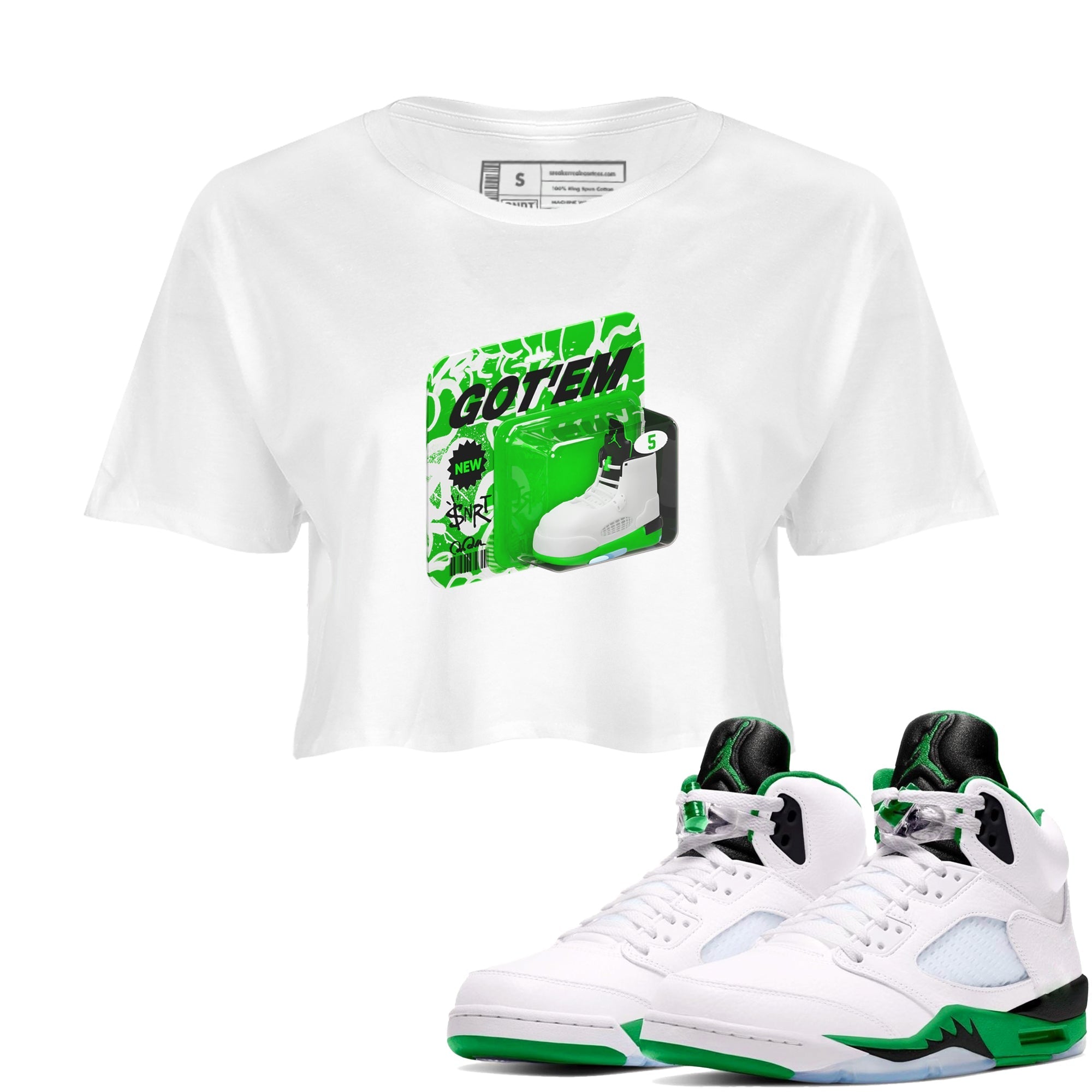 Vintage Toy Packaging snkmatch Women's Top - Air Jordan 5 Lucky Green