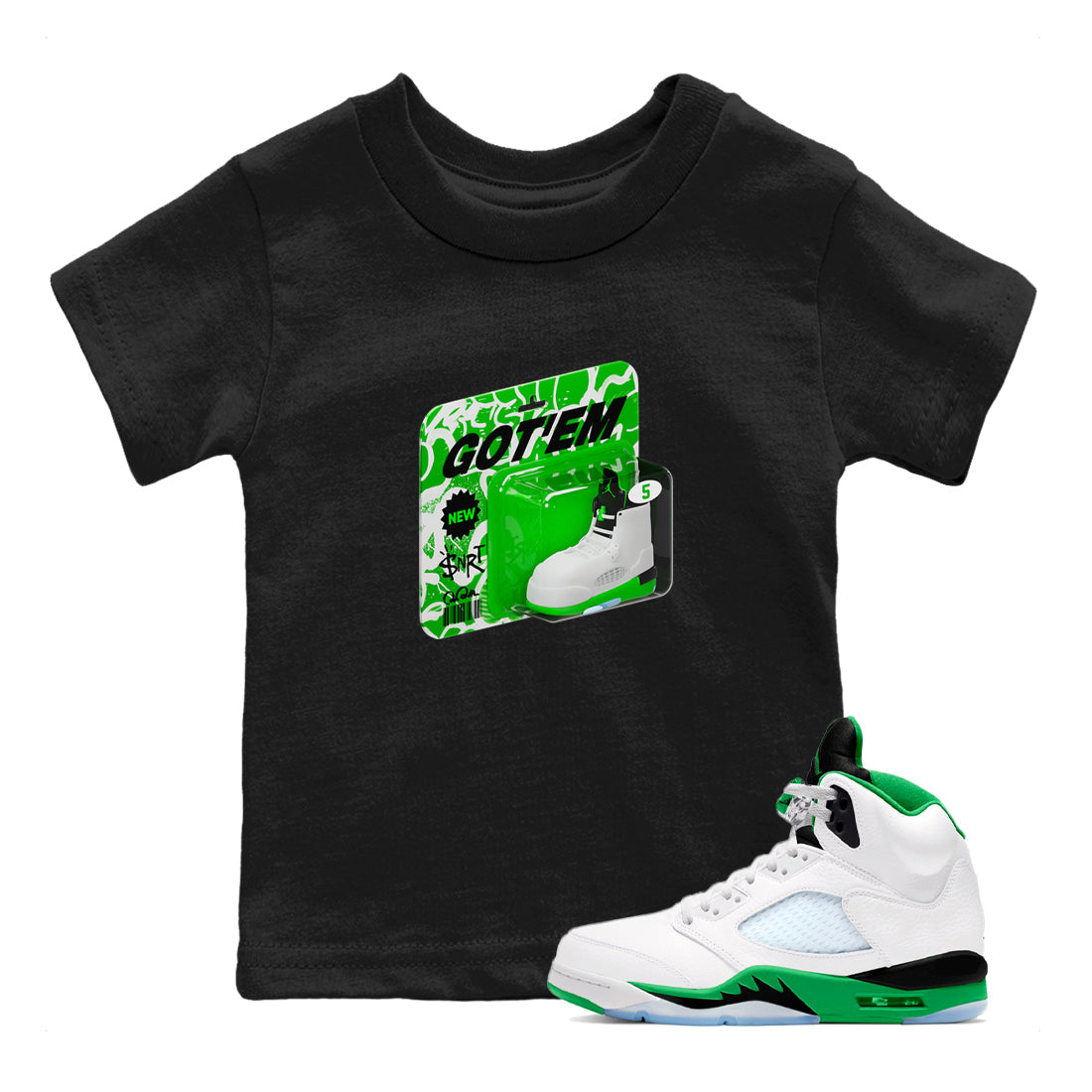 Vintage Toy Packaging snkmatch Tee Kids - Air Jordan 5 Lucky Green
