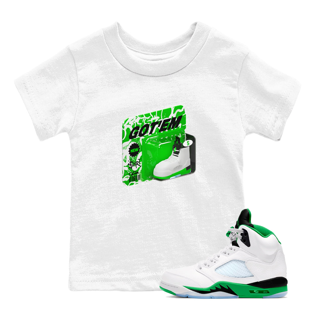 Vintage Toy Packaging snkmatch Tee Kids - Air Jordan 5 Lucky Green