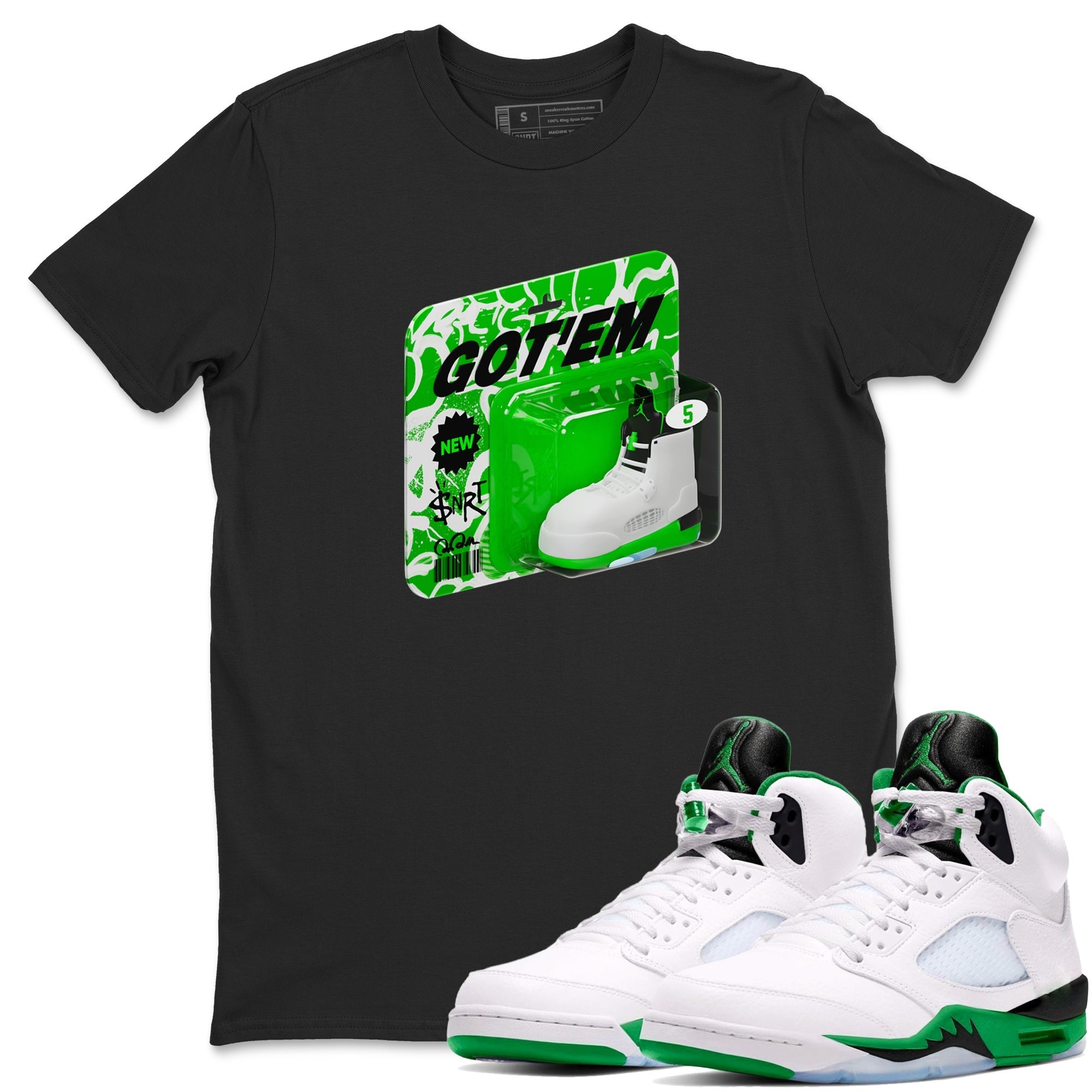 Vintage Toy Packaging snkmatch Tee - Air Jordan 5 Lucky Green