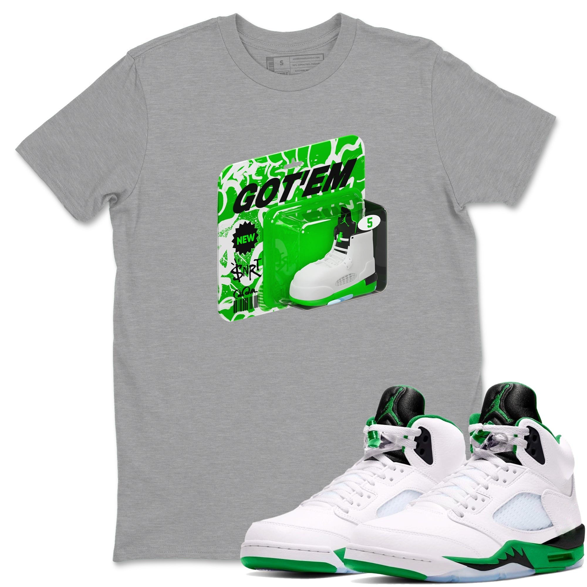 Vintage Toy Packaging snkmatch Tee - Air Jordan 5 Lucky Green