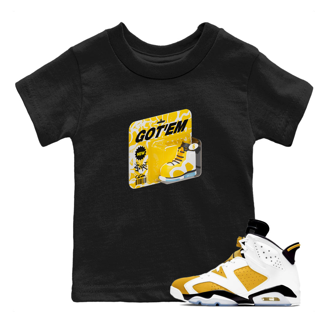 Vintage Toy Packaging snkmatch Tee Kids - Air Jordan 6 Yellow Ochre