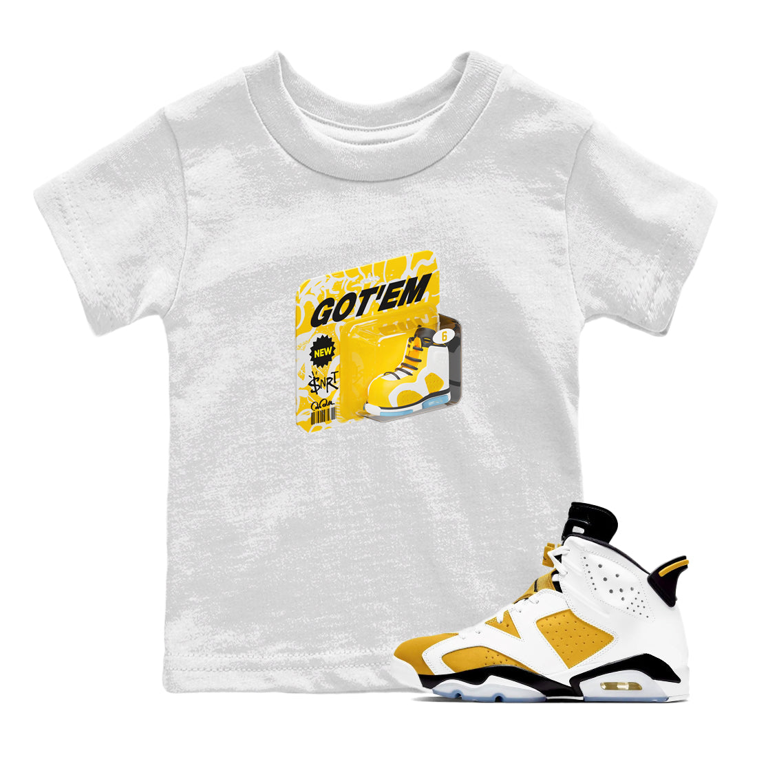 Vintage Toy Packaging snkmatch Tee Kids - Air Jordan 6 Yellow Ochre