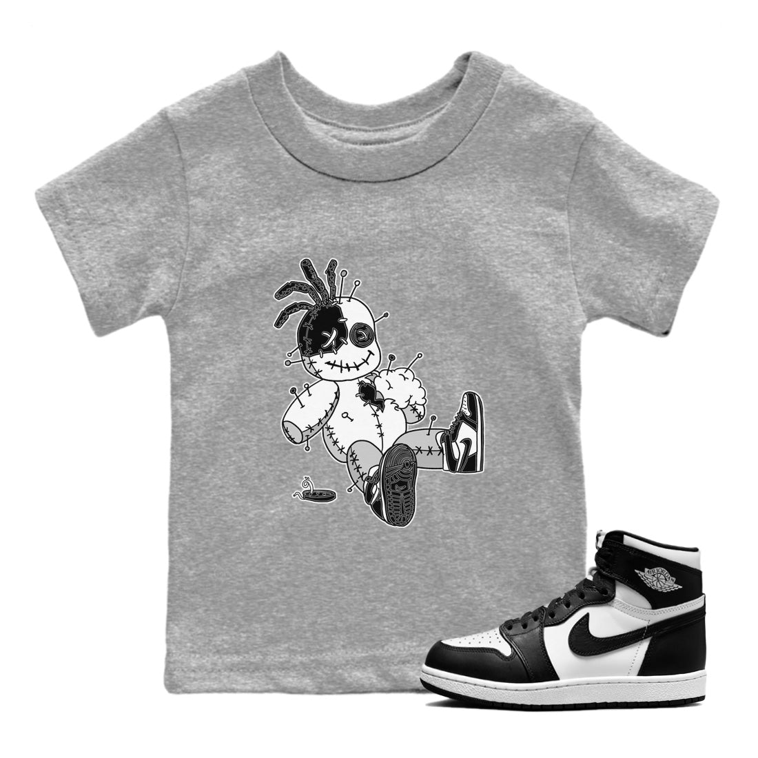 Voodoo Doll Kids Tops - Air Jordan 1 Black White