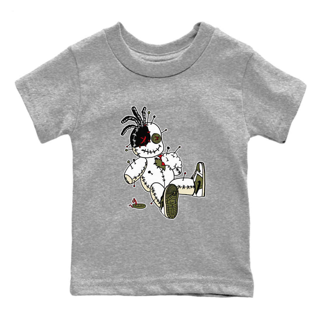 Voodoo Doll snkmatch Tees Kids - Air Jordan 1 Travis Scott Medium Olive