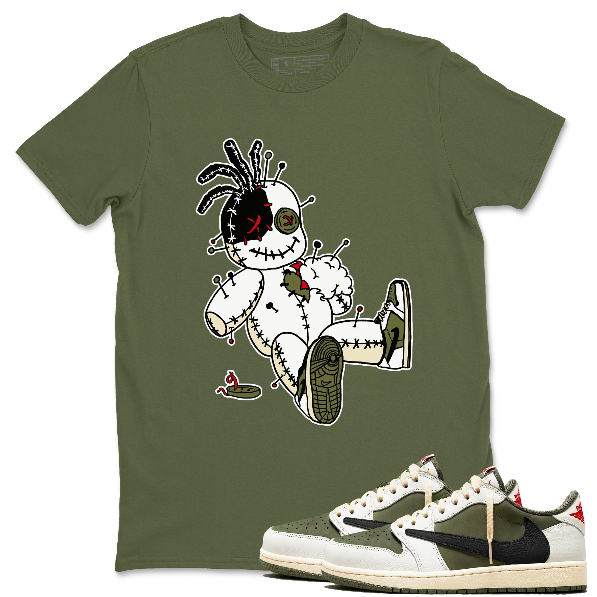 Voodoo Doll snkmatch Tees - Air Jordan 1 Travis Scott Medium Olive