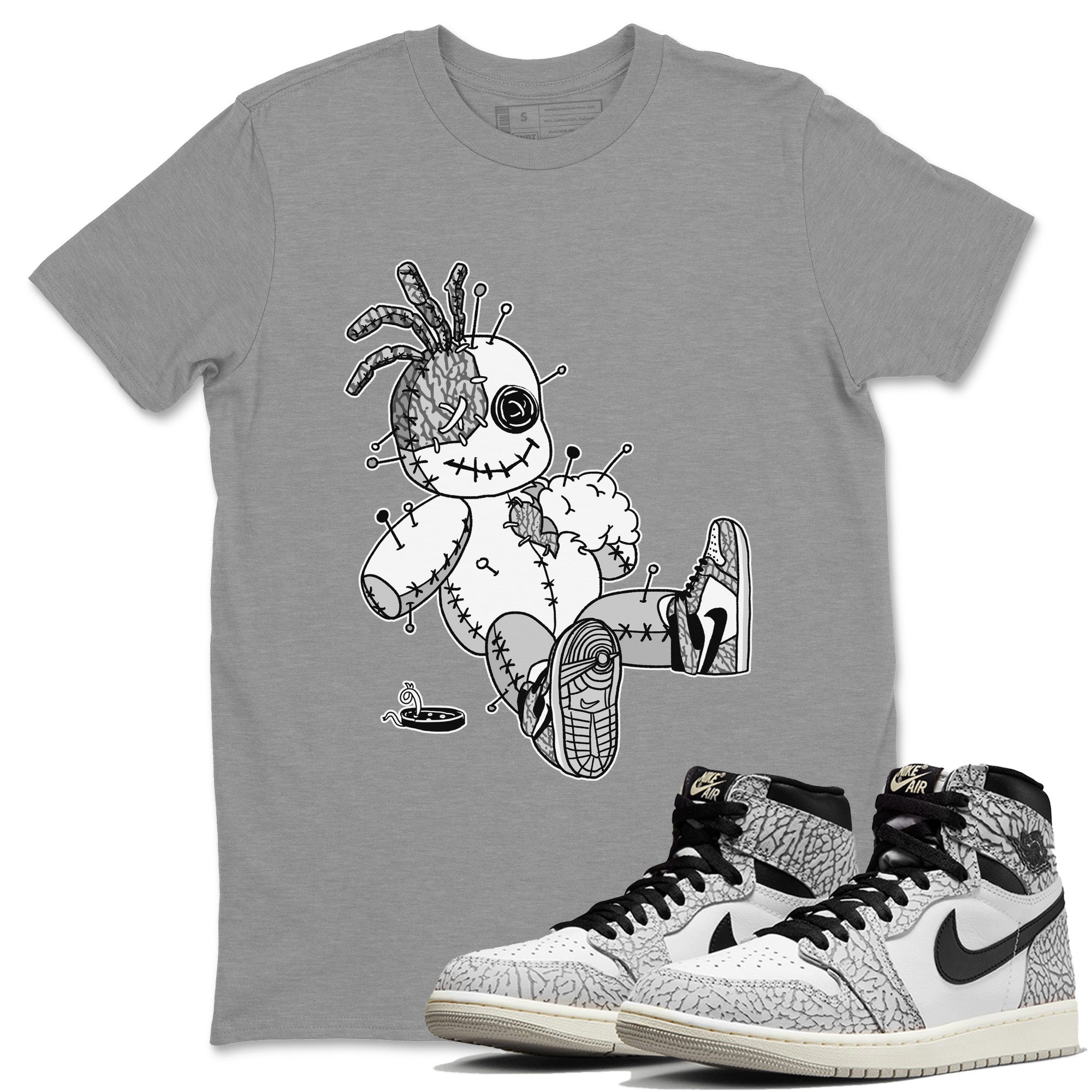 Voodoo Doll Unisex Tops - Air Jordan 1 White Cement