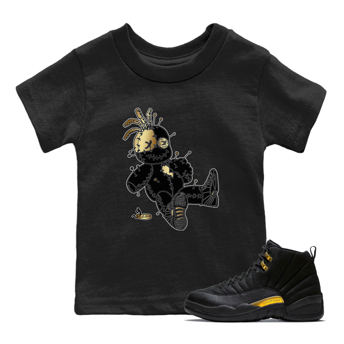 Voodoo Doll Kids Tops - Air Jordan 12 Black Taxi