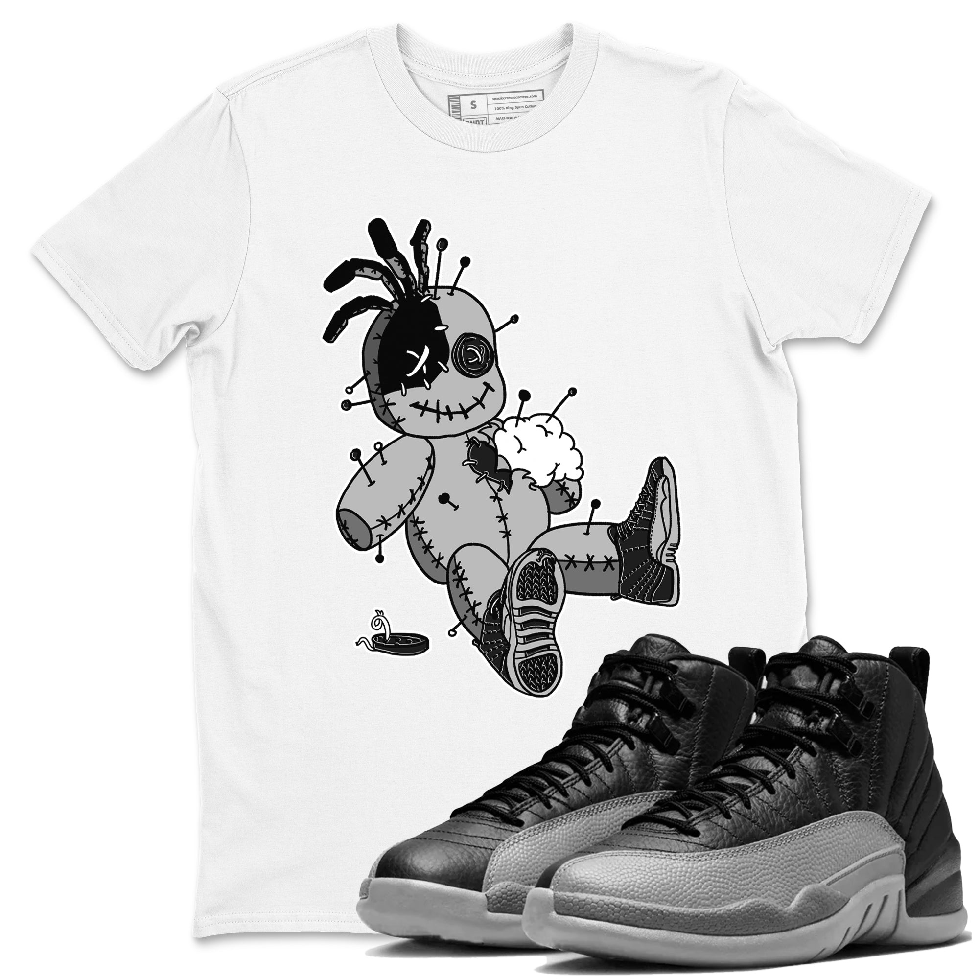 Voodoo Doll snkmatch Tees - Air Jordan 12 Black Wolf Grey