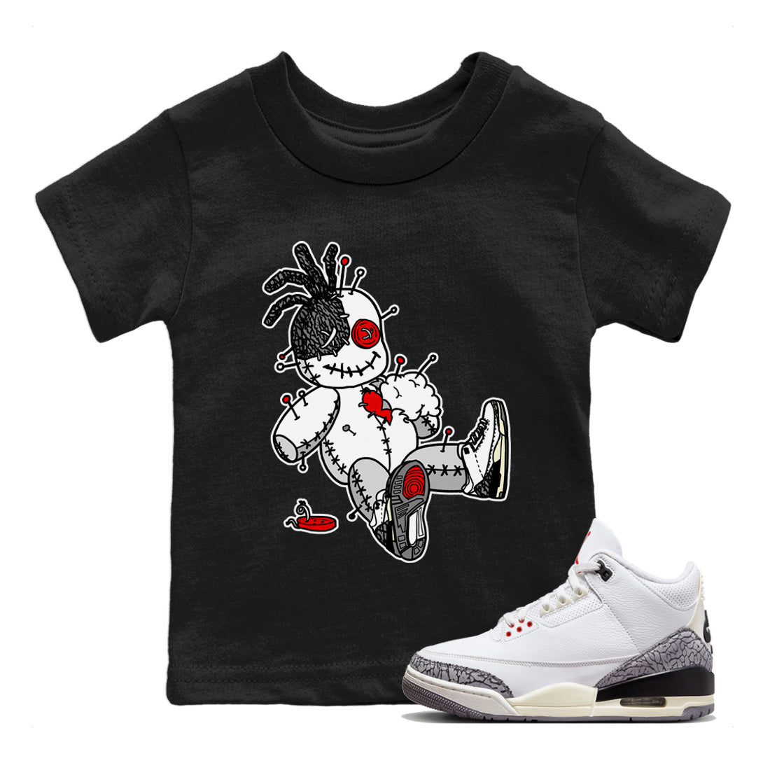 Voodoo Doll Kids Tops - Air Jordan 3 White Cement