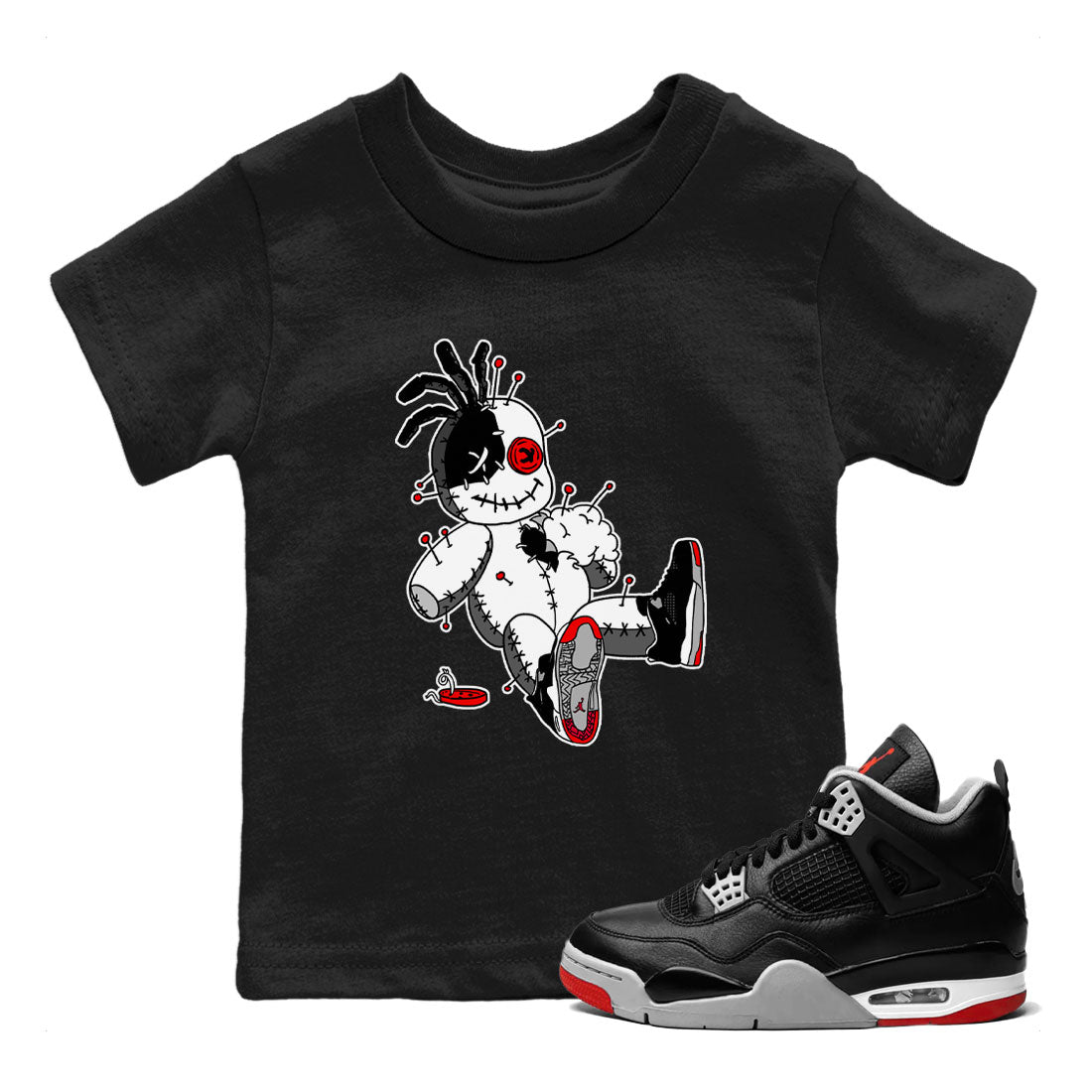 Voodoo Doll snkmatch Tees Kids - Air Jordan 4 Bred Reimagined