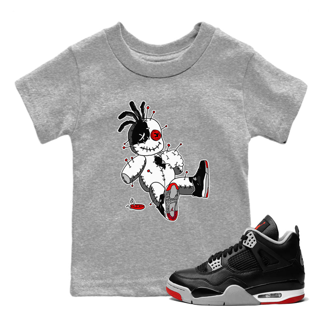 Voodoo Doll snkmatch Tees Kids - Air Jordan 4 Bred Reimagined