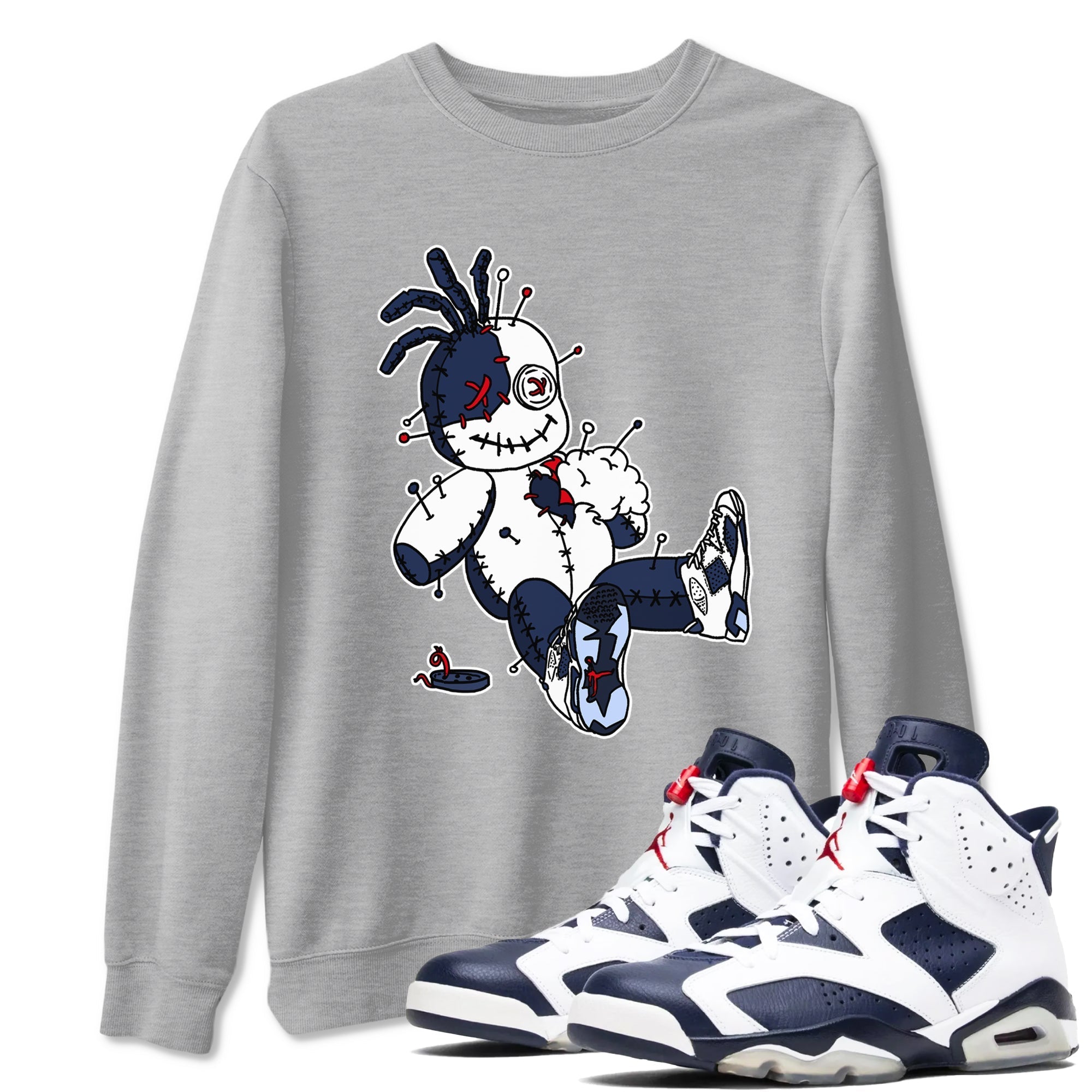 Voodoo Doll snkmatch Tees - Air Jordan 6 White And Midnight Navy