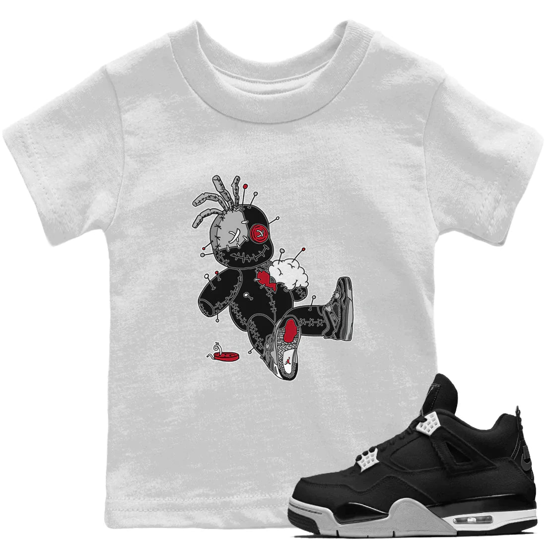 Voodoo Doll Kids Tops - Air Jordan 4 Black Canvas