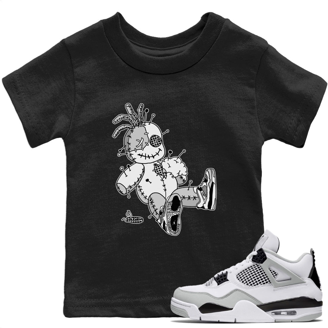 Voodoo Doll Kids Tops - Air Jordan 4 Military Black