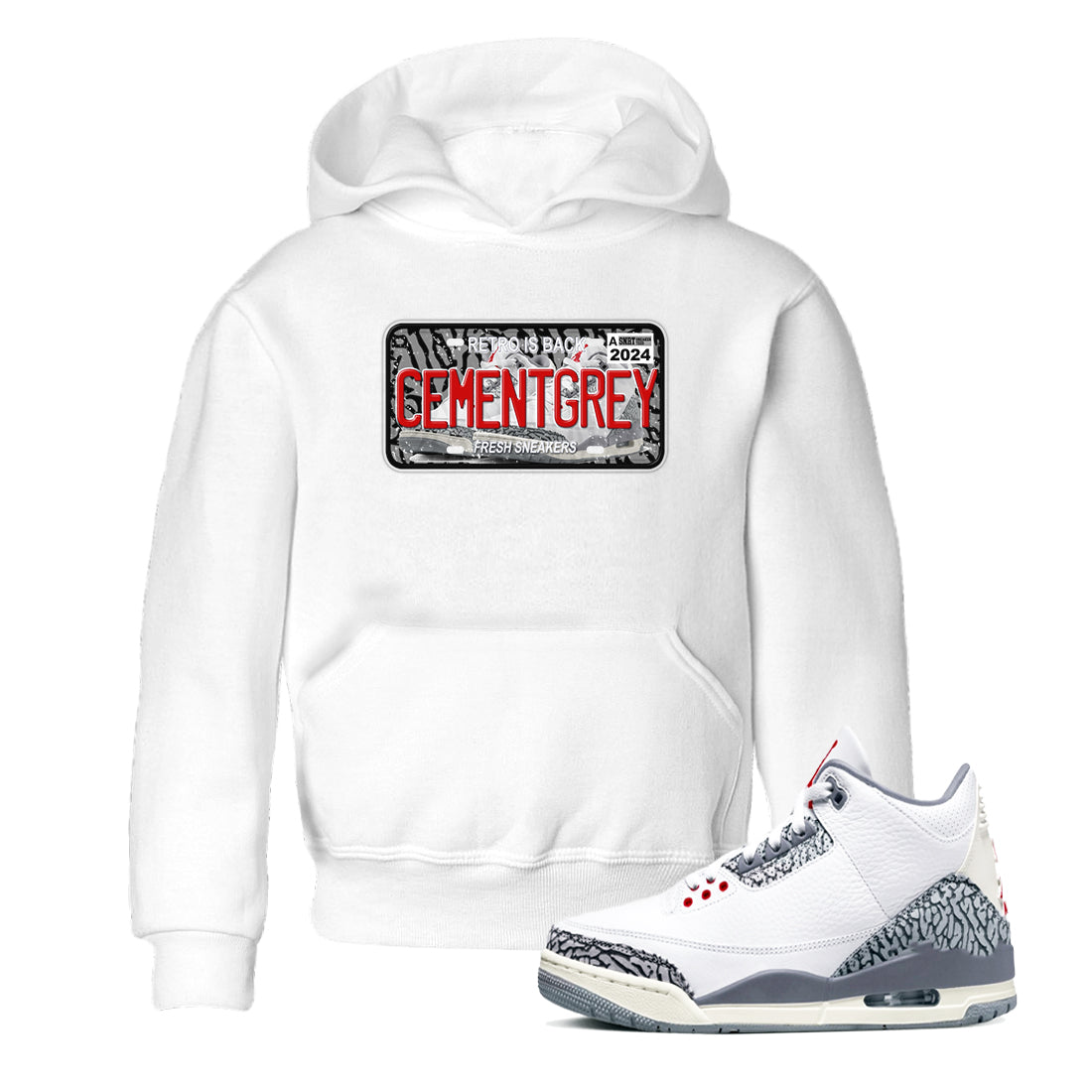 snkmatch Plate snkmatch Tees Kids - Air Jordan 3 Cement Grey