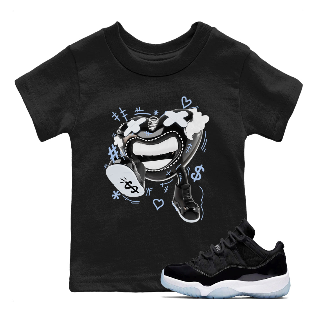 Walk In Love snkmatch Tee Kids - Air Jordan 11 Black and Varsity Royal