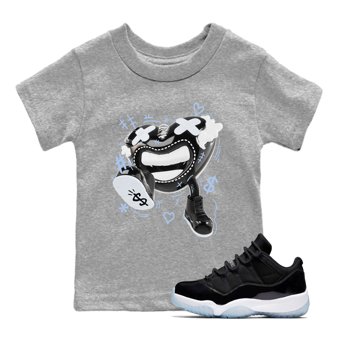Walk In Love snkmatch Tee Kids - Air Jordan 11 Black and Varsity Royal