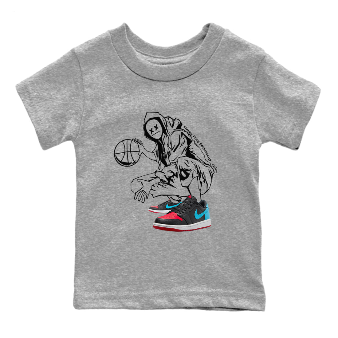 Wanna Play Basketball snkmatch Tee Kids - Air Jordan 1 UNC to Chicago
