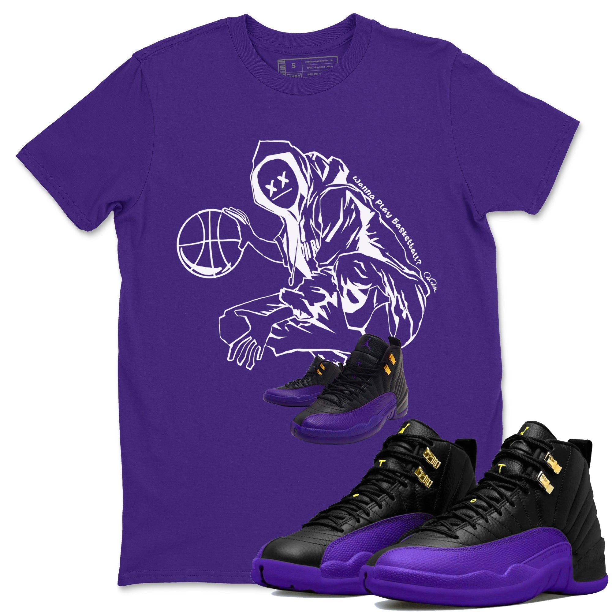 Wanna Play Basketball snkmatch Tee - Air Jordan 12 Field Purple