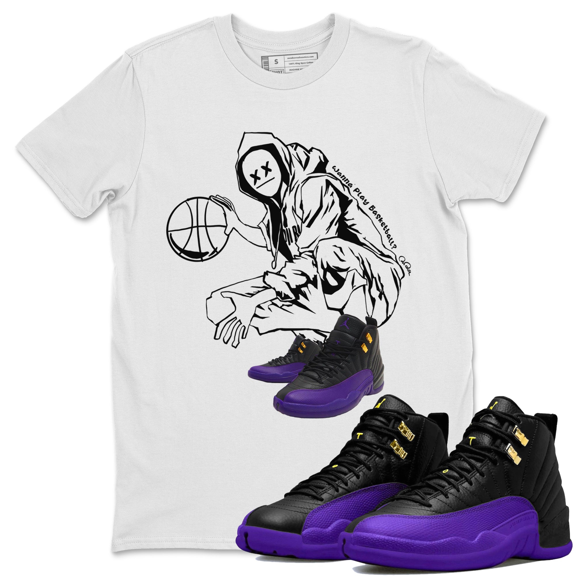 Wanna Play Basketball snkmatch Tee - Air Jordan 12 Field Purple
