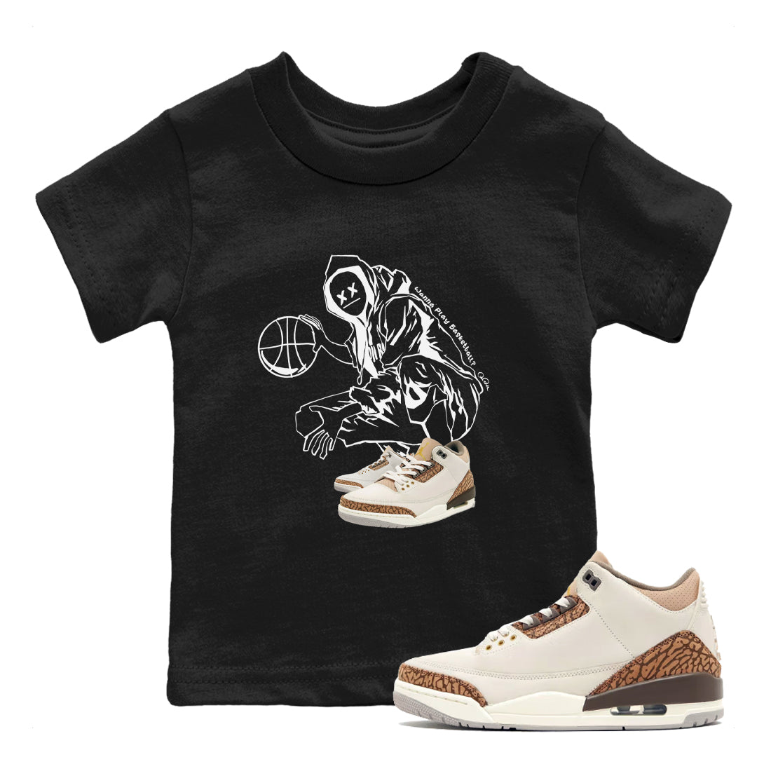 Wanna Play Basketball snkmatch Tee Kids - Air Jordan 3 Palomino