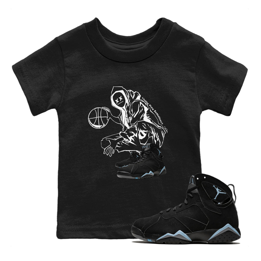 Wanna Play Basketball snkmatch Tee Kids - Air Jordan 7 Chambray